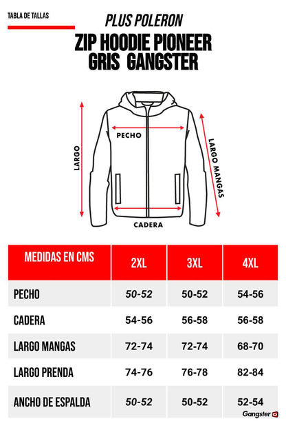 Plus Polerón Full Zipper Fleece Finder Gris Gangster