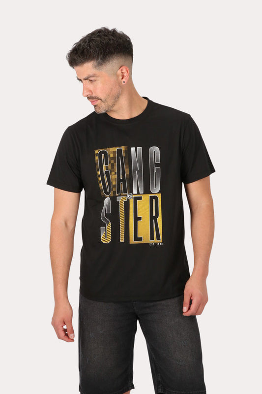 Polera Mc Básica  Santo Negro Gangster