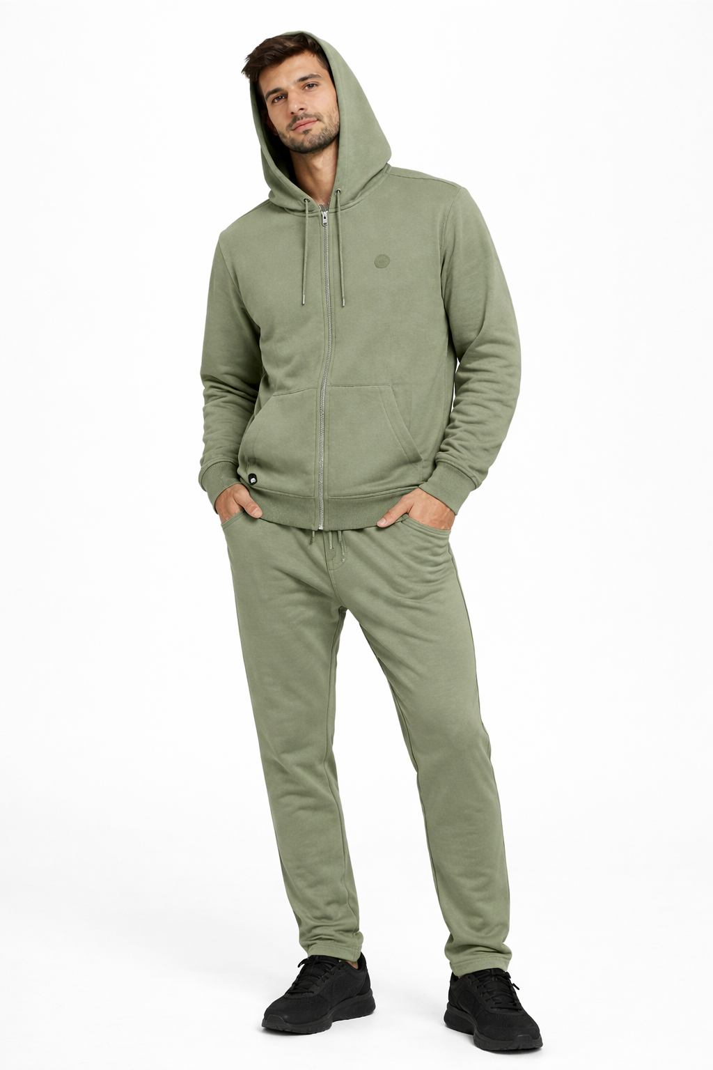 Poleron Fullzipper Step Verde Oliva