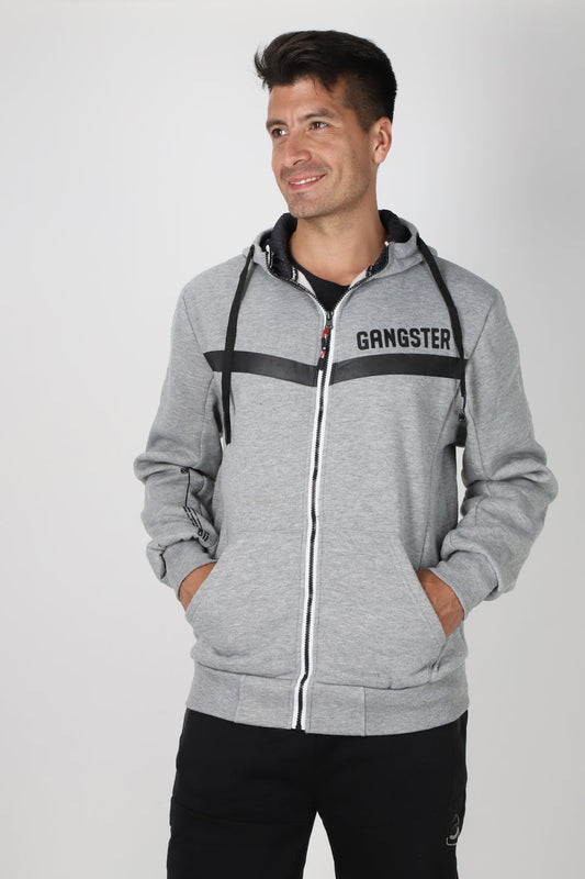 Poleron Full Zipper Cozy Gris Gangster