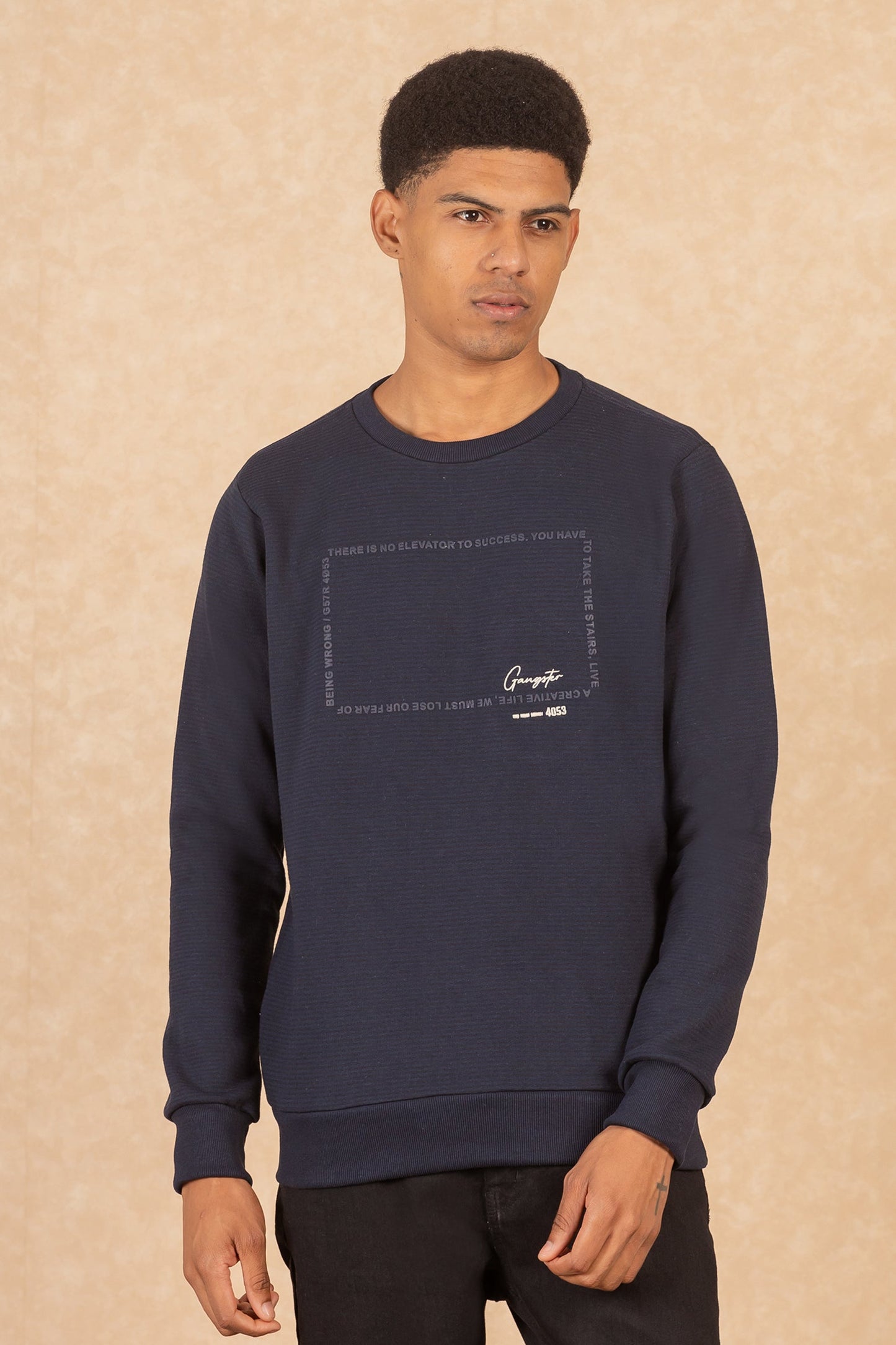 Poleron Crew Fleece Sqrs Negro Gangster