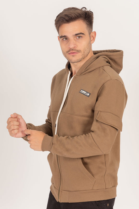 Poleron Full Zipper Fleece Carg  Café Overcore