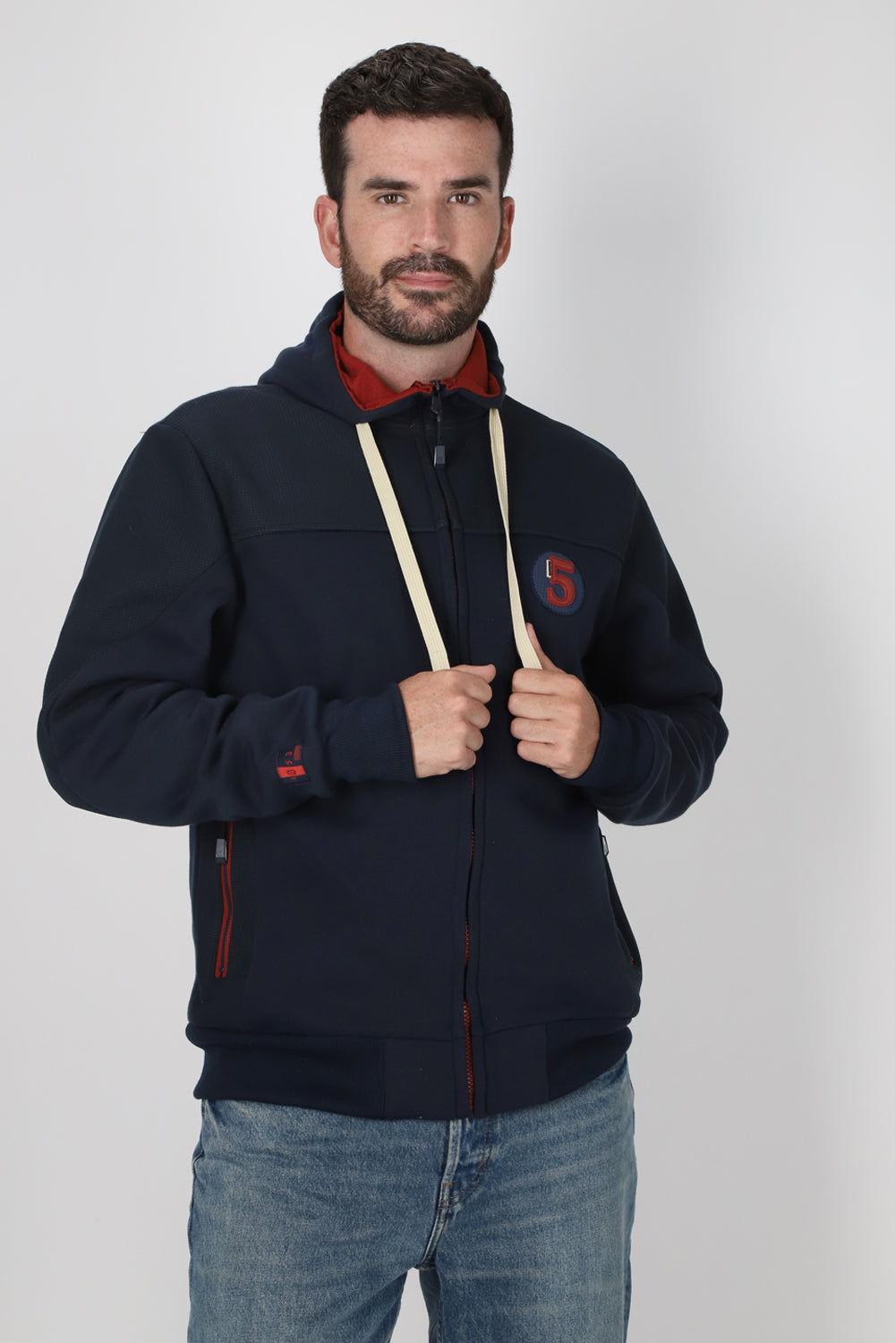 Poleron Full Zipper Temper Azul  Gangster