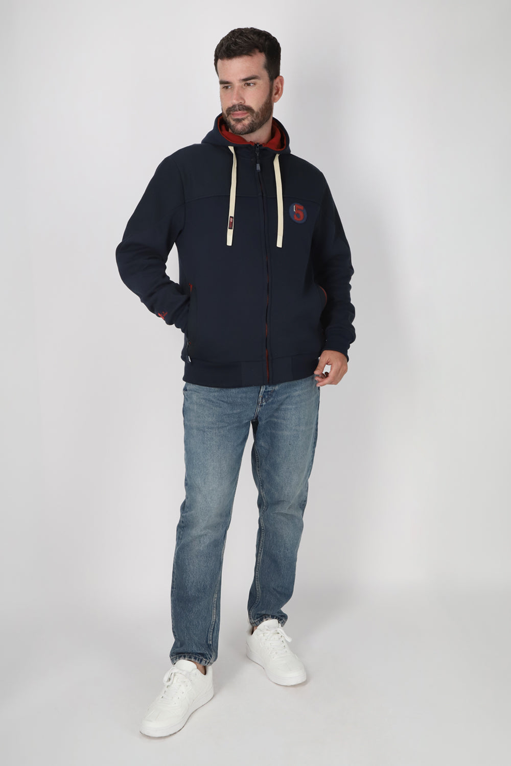 Poleron Full Zipper Temper Azul  Gangster