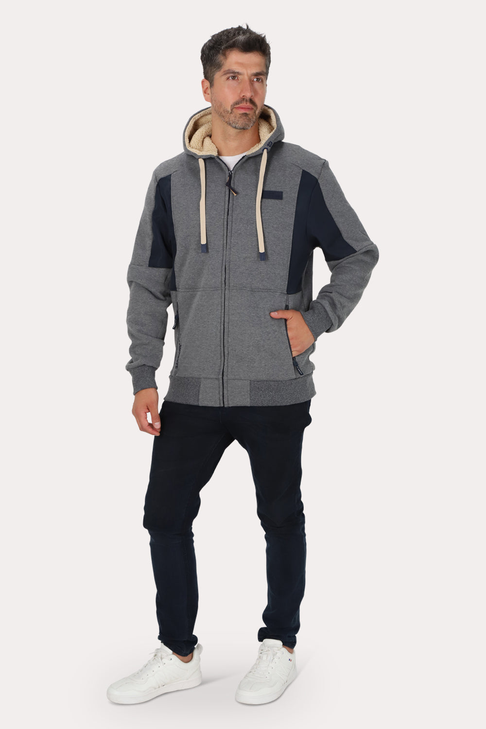 Poleron Full Zipper Flair Gris Gangster