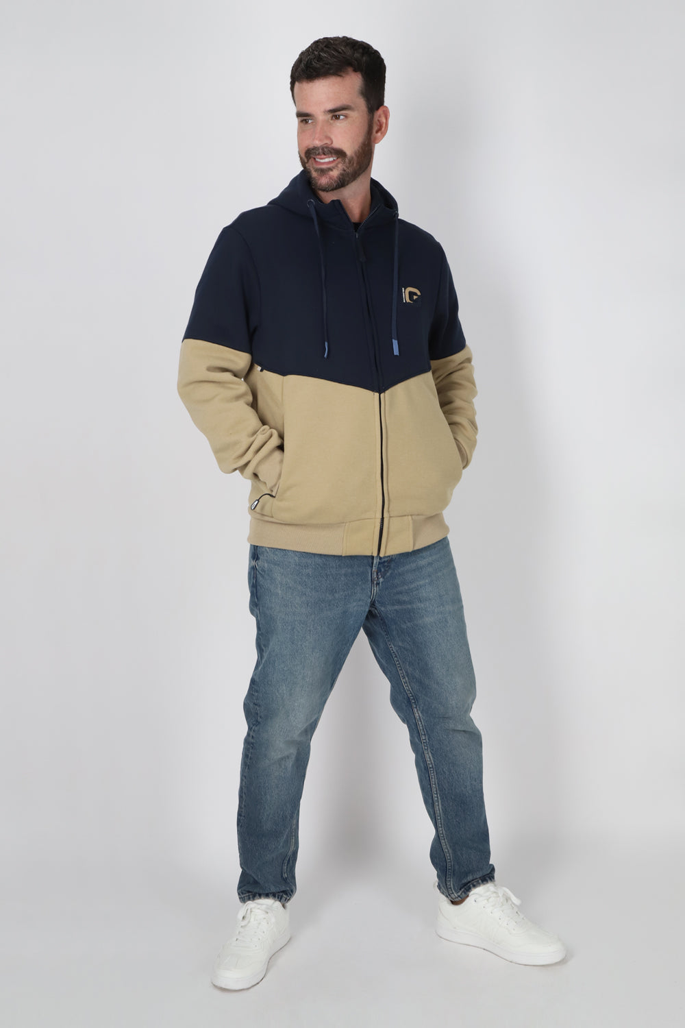 Poleron Full Zipper Clever Azul Gangster