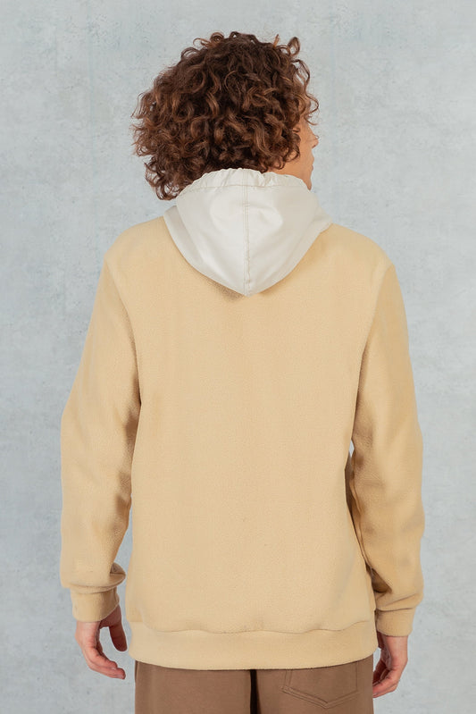 Poleron Full Zipper Fleece Suqare  Beige Overcore