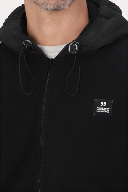 Poleron Full Zipper Fleece Blvck  Negro Overcore
