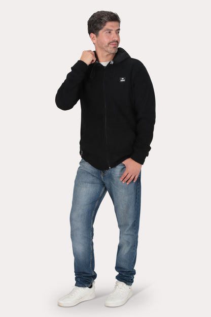 Poleron Full Zipper Fleece Blvck  Negro Overcore