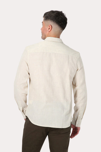 Camisa ML Fake Linho Tucuma Beige Gangster