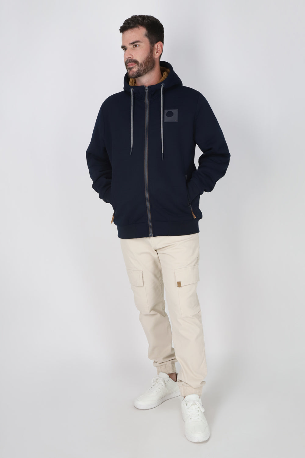 Poleron Full Zipper Jacquard Sherpa Astro Azul Gangster