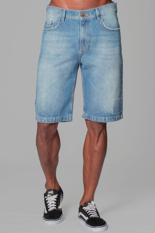 Short Bermuda Denim Liso Luxu Azul Gangster