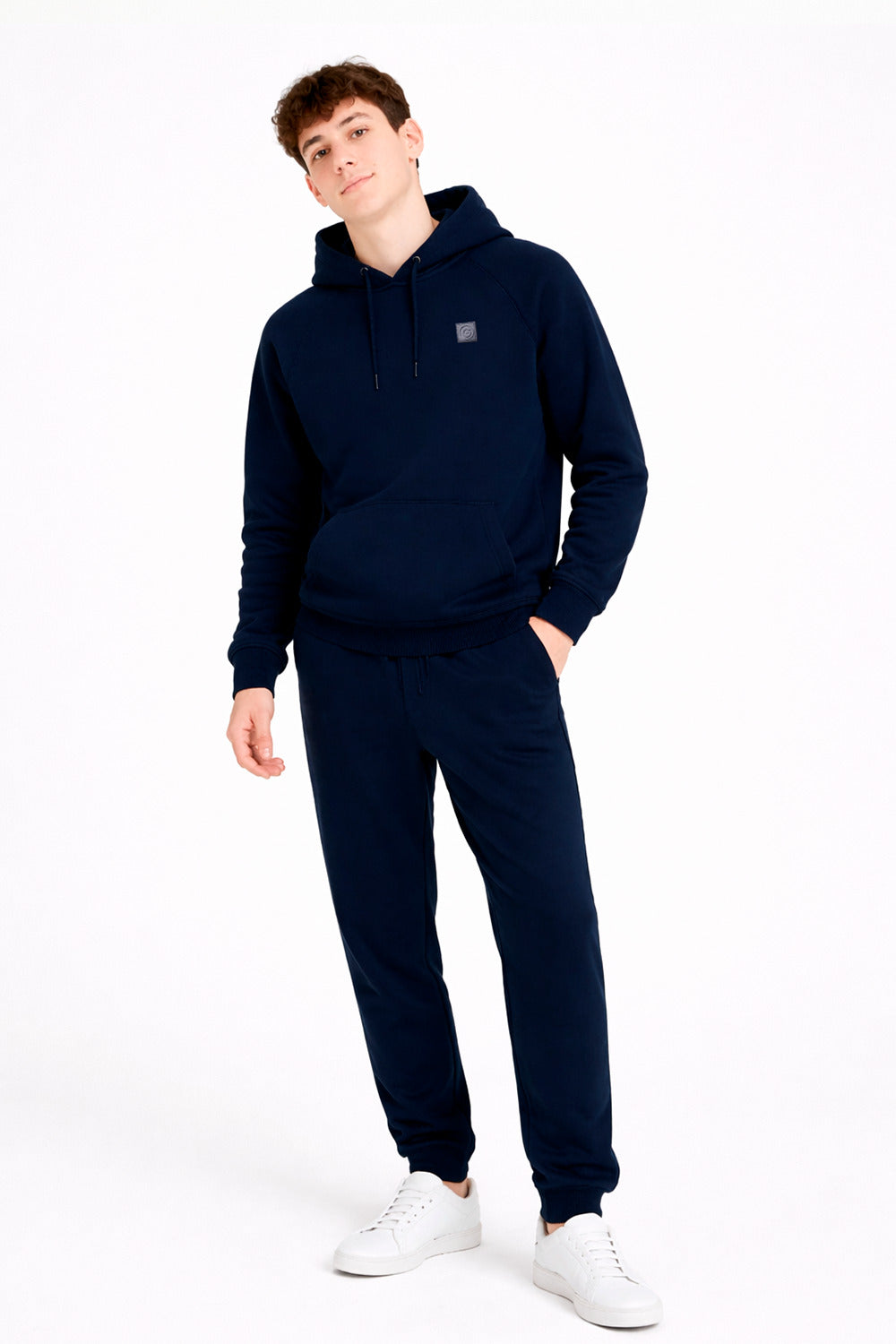 Polerón Hoodie Fleece Base Azul Marino