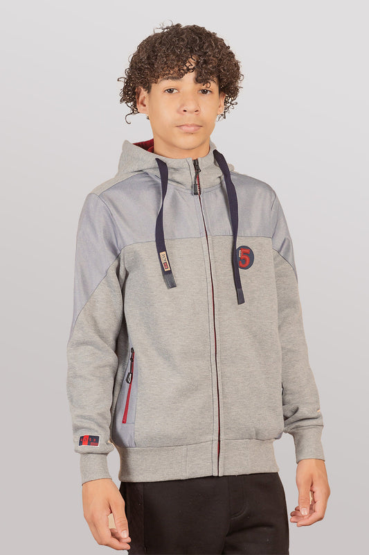 Teen Poleron Fullziper Temper Gris Gangster