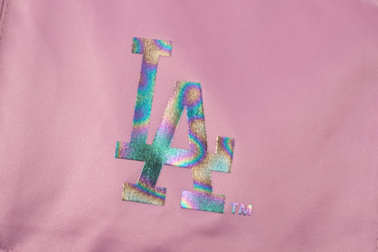 Chaqueta MLB Dodgers Holographic Logo Print Regular Fit Bomber Rosa