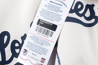 Poleron Crew MLB Dodgers Front Wordmark Print Loose Fit Beige