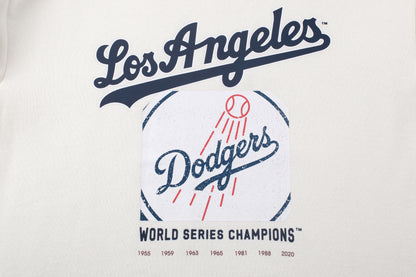 Poleron Crew MLB Dodgers Front Wordmark Print Loose Fit Beige