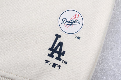 Poleron Crew MLB Dodgers Front Wordmark Print Loose Fit Beige