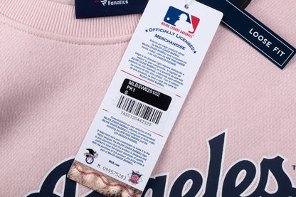 Poleron Crew MLB Dodgers Front Wordmark Print Loose Fit Rosa