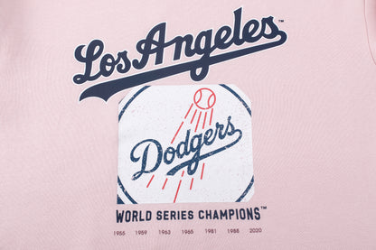 Poleron Crew MLB Dodgers Front Wordmark Print Loose Fit Rosa
