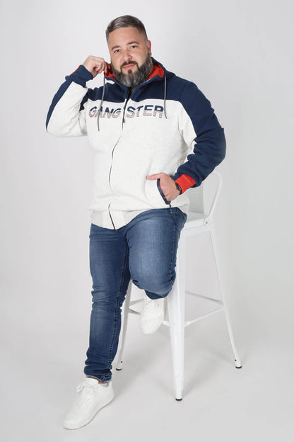 Plus Polerón Full Zipper Fleece Finder Gris Gangster