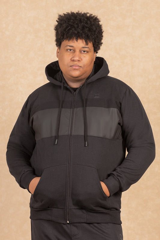 Plus Poleron Full Zipper Fleece Grain Negro Gangster
