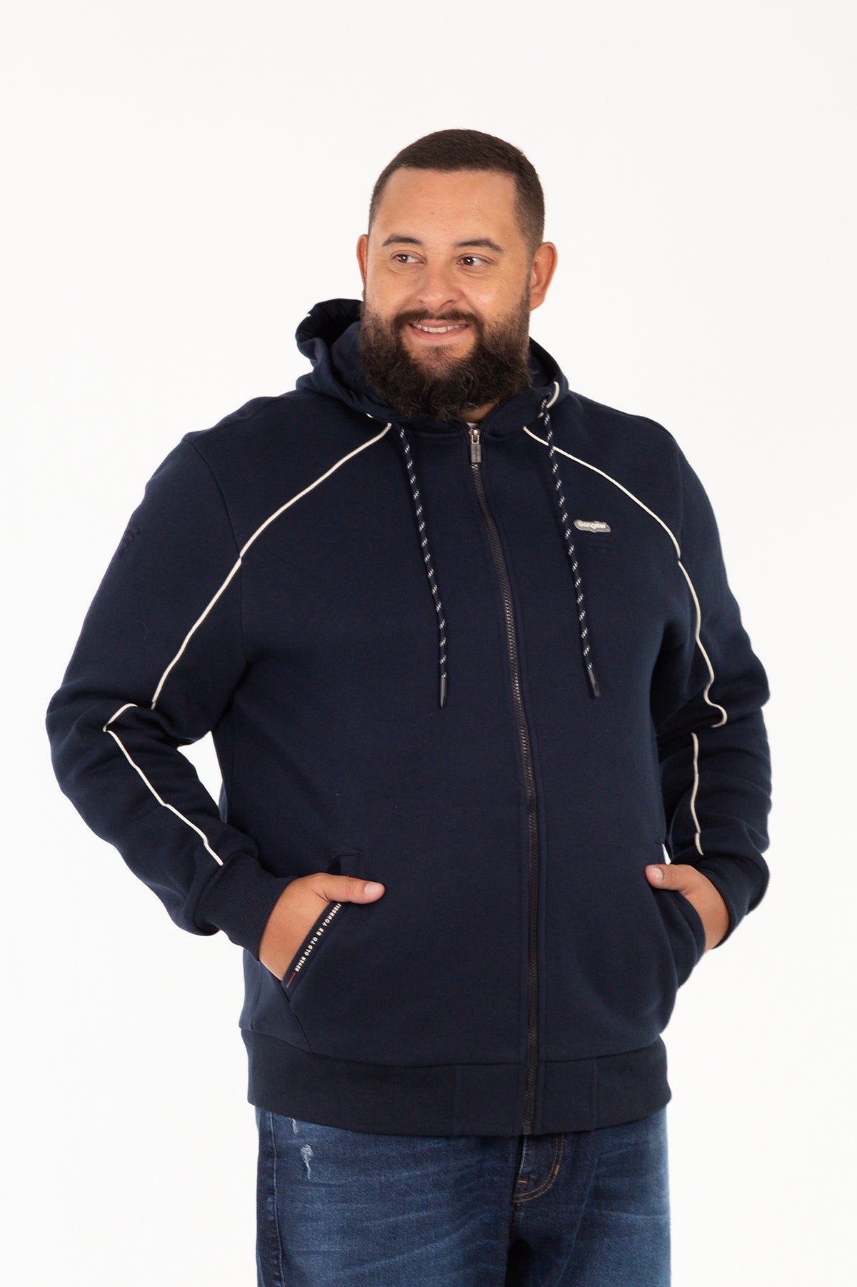 Plus Poleron Fullzipper Connect Aziul Marino