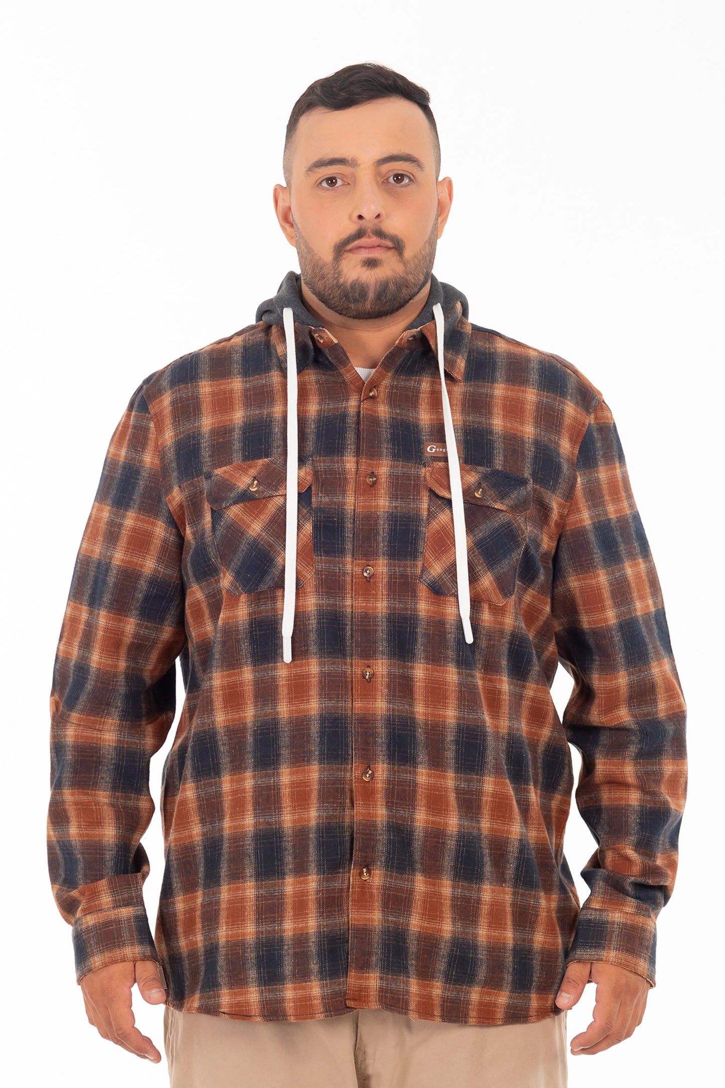 Plus Camisa Ml Franela Grizzly Cafe Gangster