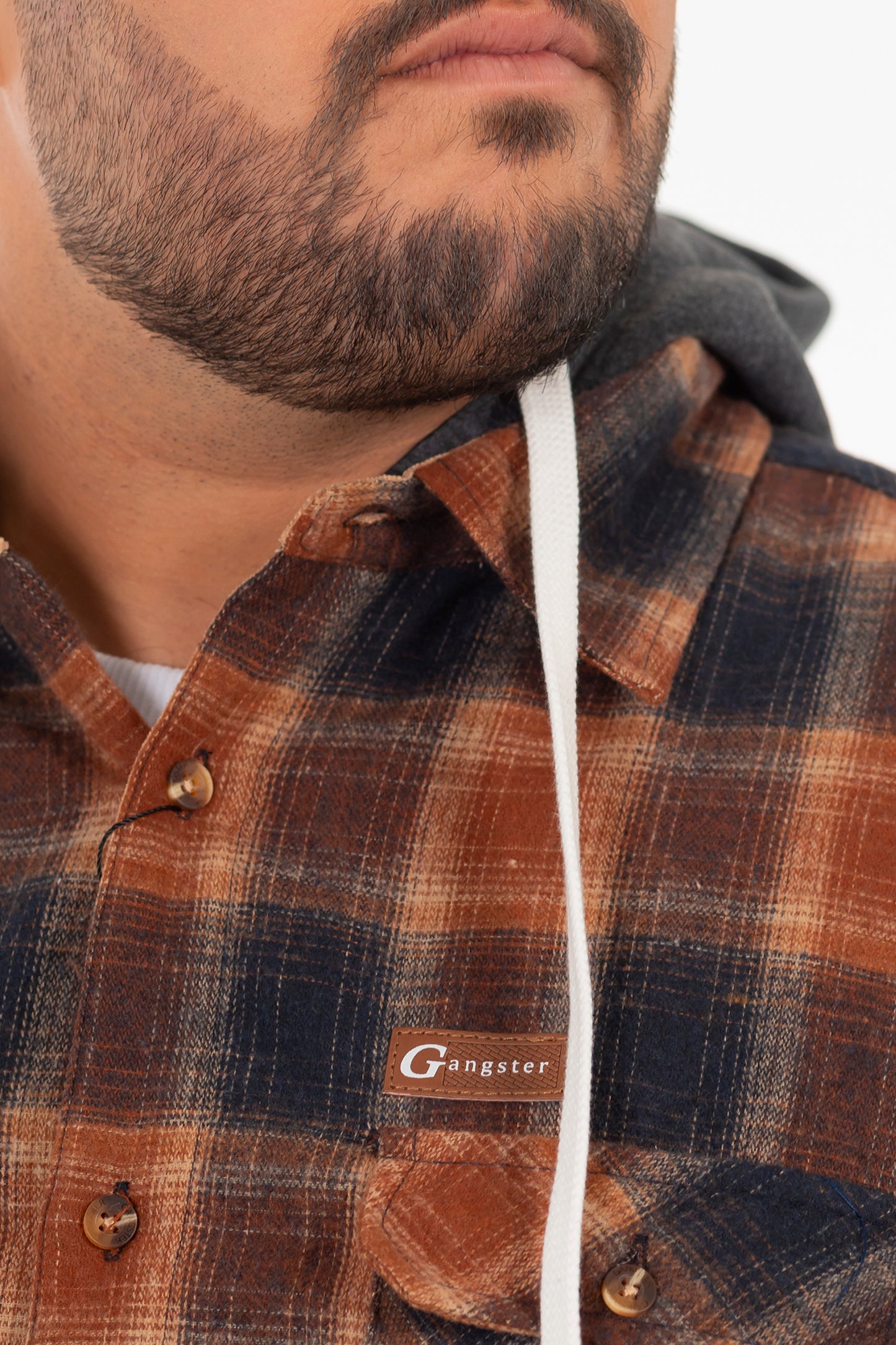 Plus Camisa Ml Franela Grizzly Cafe Gangster