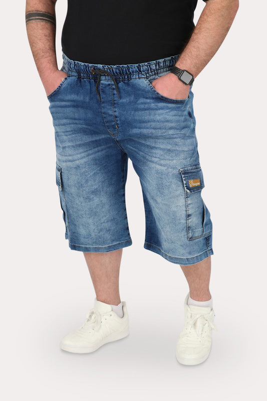 Plus Short Bermuda Denin Cargo Raw Azul   Gangster