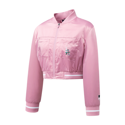 Chaqueta MLB Dodgers Holographic Logo Print Regular Fit Bomber Rosa