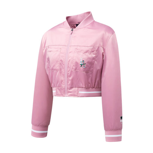 Chaqueta MLB Dodgers Holographic Logo Print Regular Fit Bomber Rosa