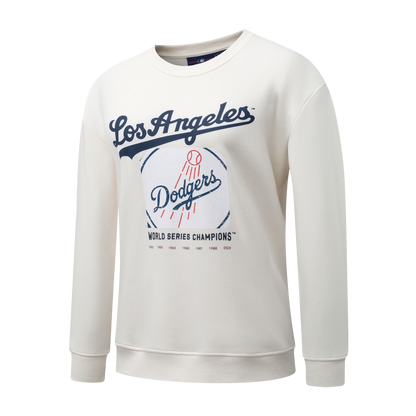 Poleron Crew MLB Dodgers Front Wordmark Print Loose Fit Beige