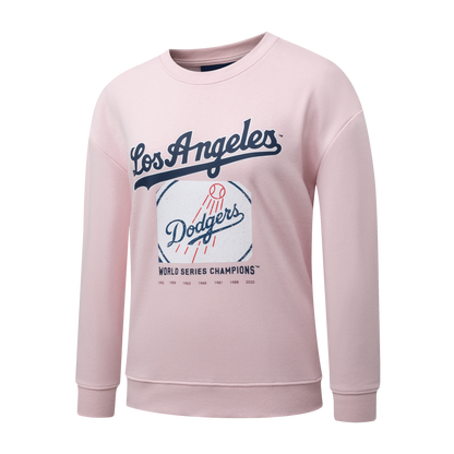 Poleron Crew MLB Dodgers Front Wordmark Print Loose Fit Rosa