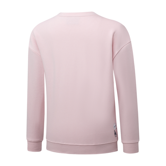 Poleron Crew MLB Dodgers Front Wordmark Print Loose Fit Rosa