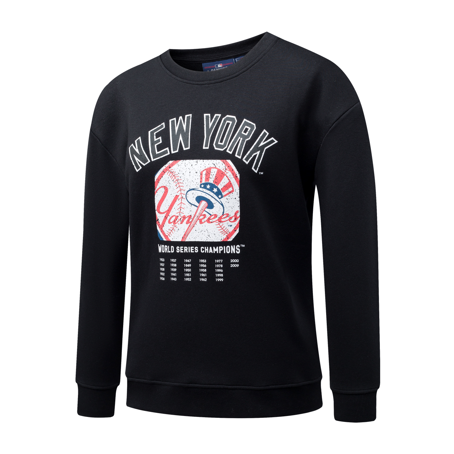 Poleron Crew MLB Yankees Front Wordmark Print Loose Fit Negro