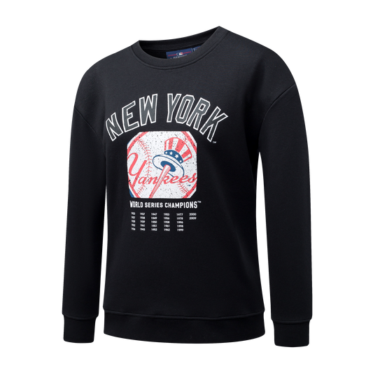Poleron Crew MLB Yankees Front Wordmark Print Loose Fit Negro
