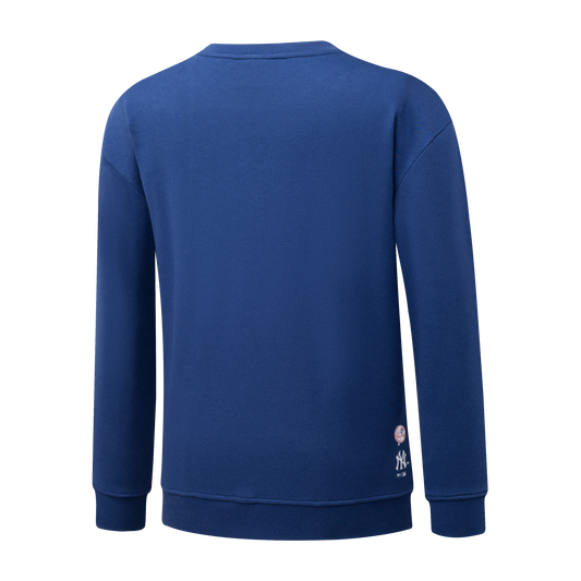 Poleron Crew MLB Yankees Front Wordmark Print Loose Fit Azul