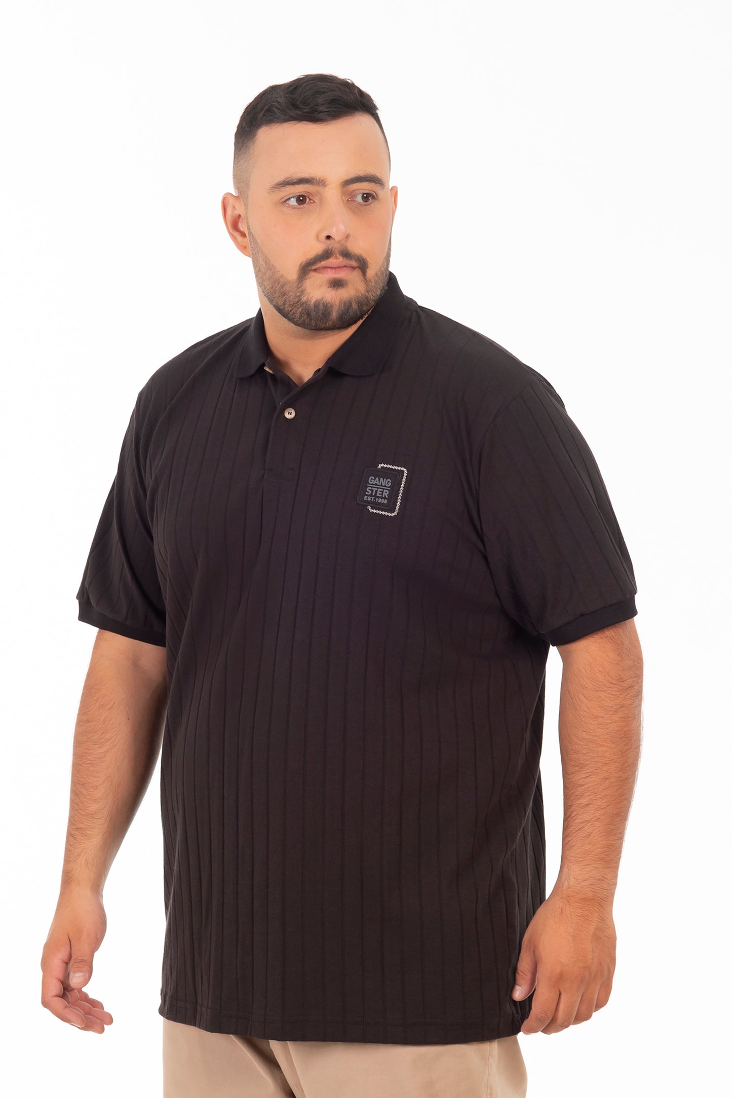 Plus Polera Cuello Textura Brixton Negro