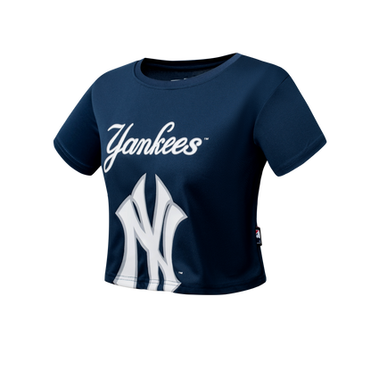 Polera Mc MLB Yankees Costo Boxy Crop Top Mesh Azul