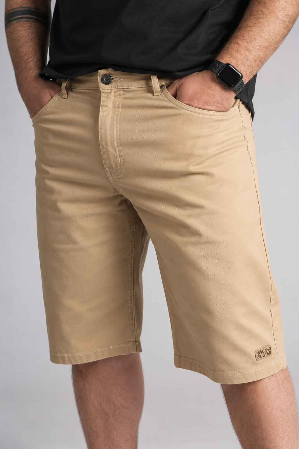 Plus Short Bermuda Canvas Palha Caramelo Gangster