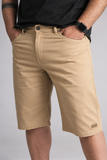 Plus Short Bermuda Canvas Palha Caramelo Gangster