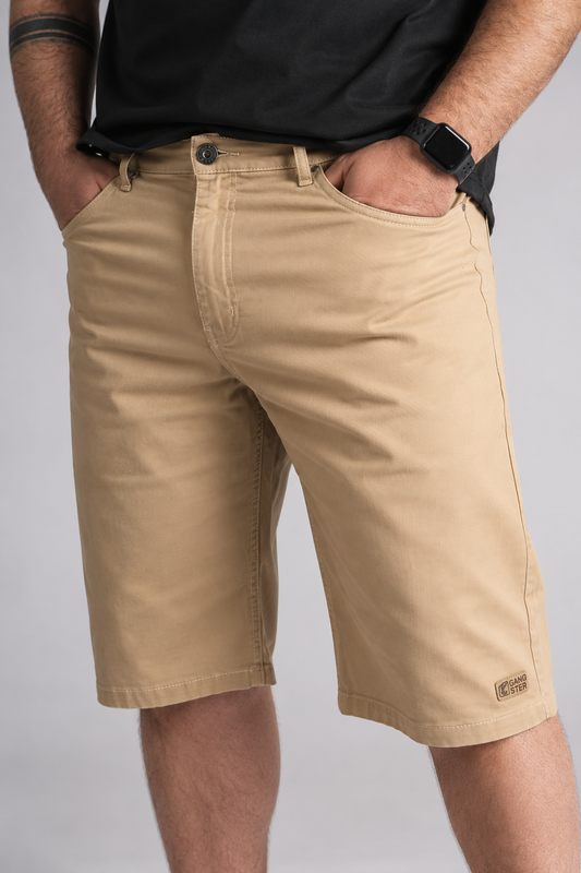 Plus Short Bermuda Canvas Palha Caramelo Gangster