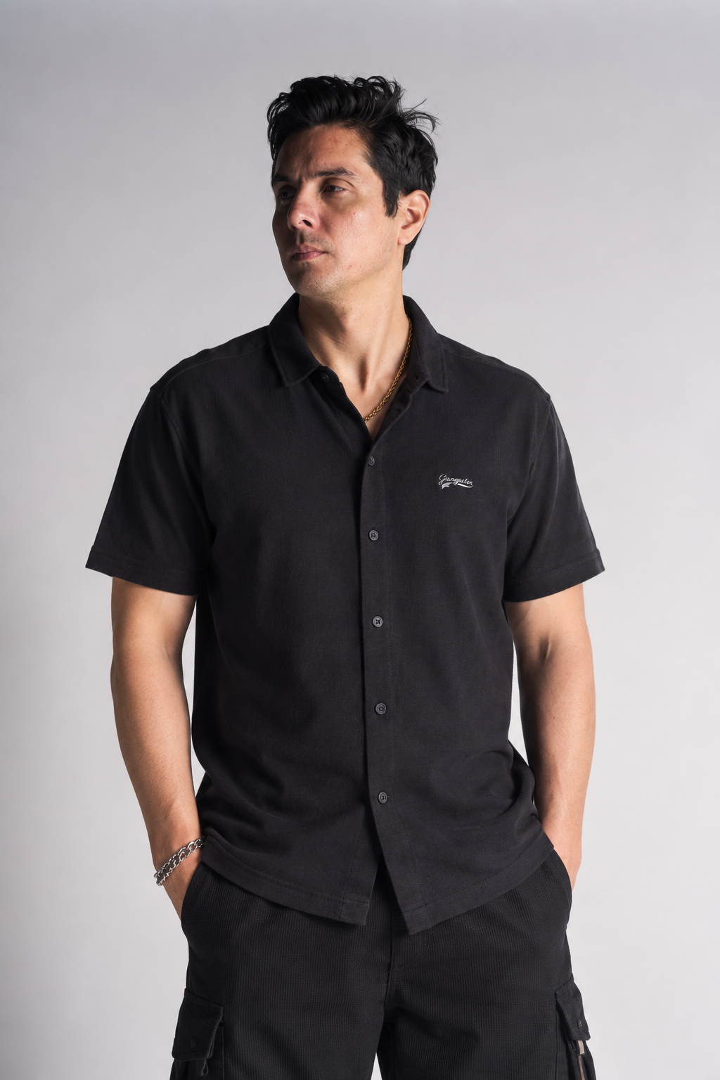 Camisa Camisa Textura Roos Azul Marino