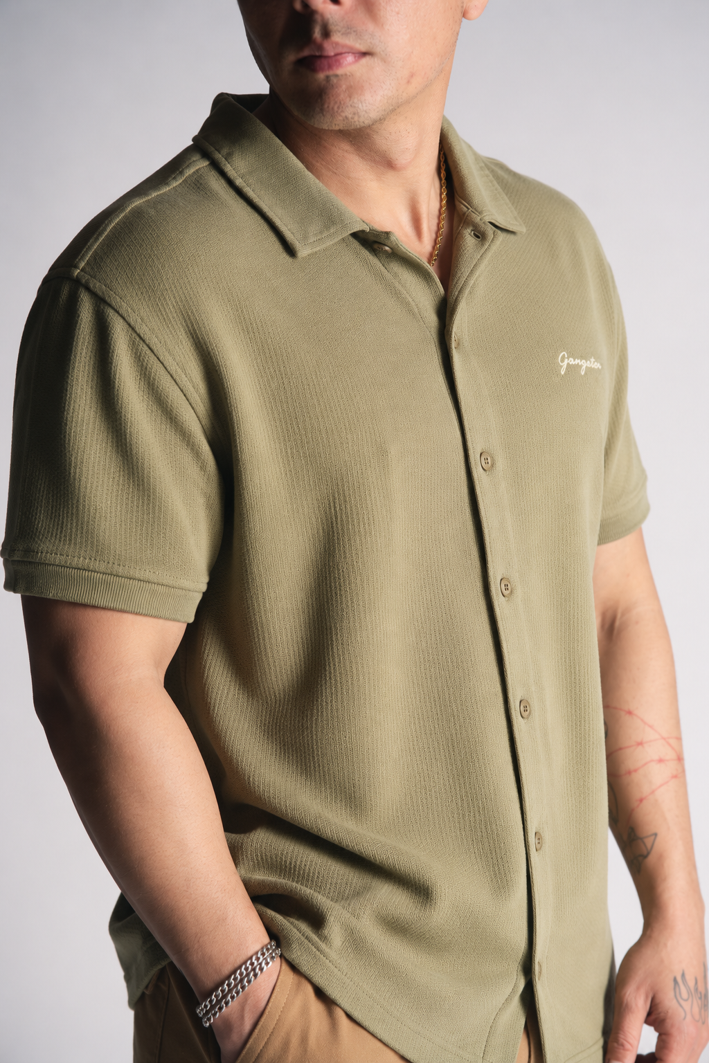 Camisa Camisa Textura California Verde