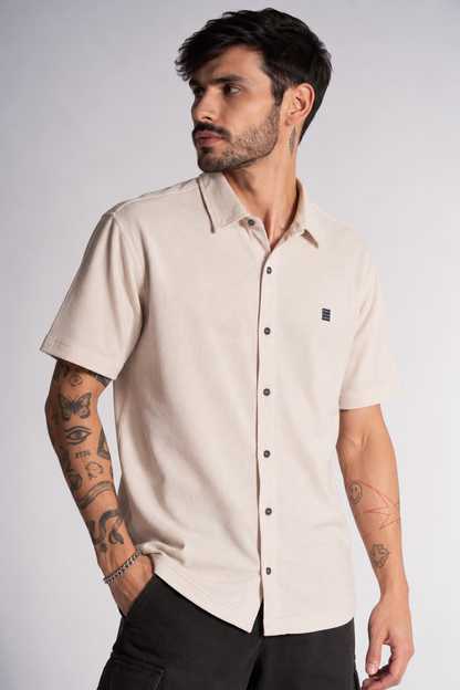 Plus Camisa Camisa Textura Berri Beige