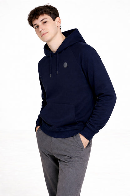 Polerón Hoodie Fleece Base Azul Marino