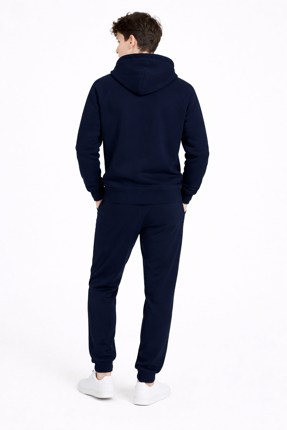 Polerón Hoodie Fleece Base Azul Marino