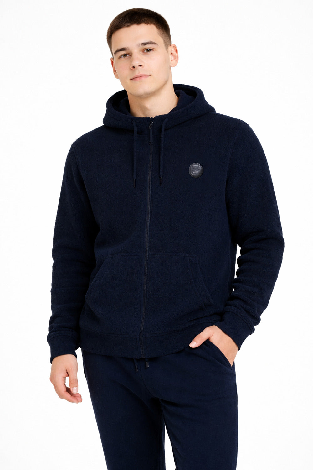 Polerón Full Zipper Fleece Shagy Azul Marino