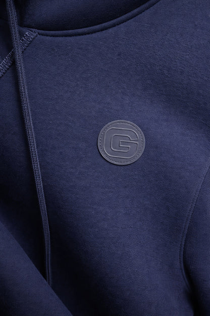 Polerón Hoodie Fleece Base Azul Marino